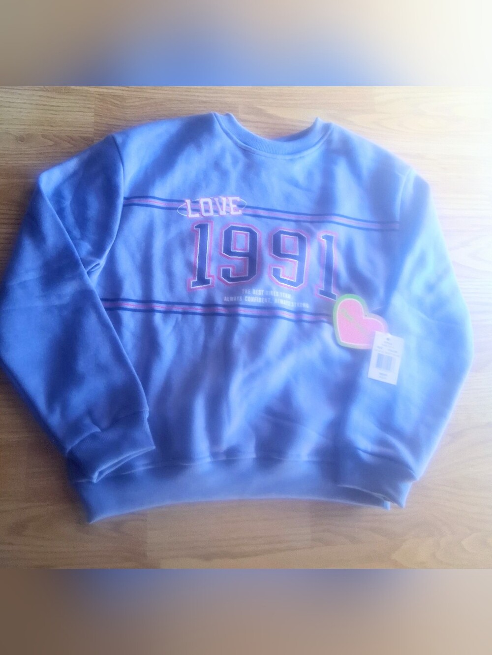 NWT Girls Sweatshitt, Light Blue Front Graphic, Sz S 7/8  , M 10/12,   L 14/16